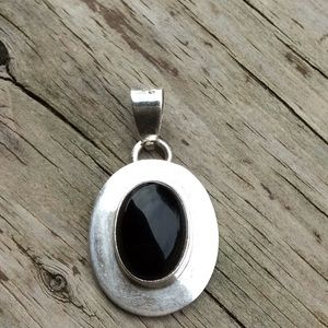 Black Onyx Sterling Silver Pendant / Charm